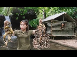 Return to the old survival shelter spend the night and