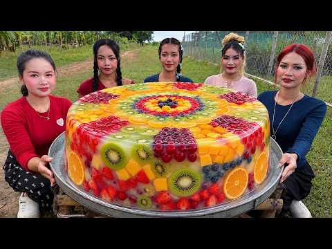 Amazing cooking giant jelly fruit cake with yummy recipe