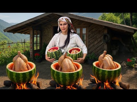 Watermelon Chicken Feast: A Village Cooking Surprise!
