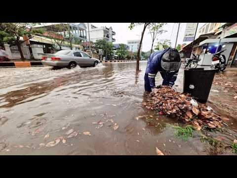 When it rains and causes flooding, the streets are cleaned