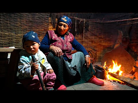 Life in a village in the Himalayas. Evening in an ordinary