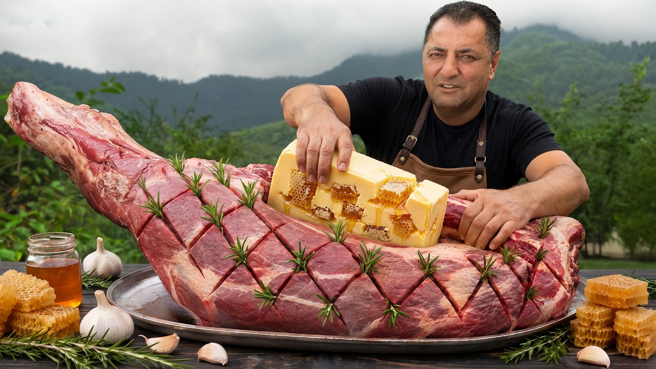 The Juiciest Roasted BEEF LEG Stuffed with Honey Butter