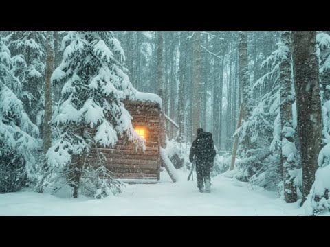 Surviving a −62°C Winter SNOWSTORM in a Log Cabin Off