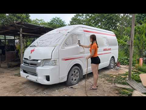 The girl repaired and restored a rusty CIX car into a