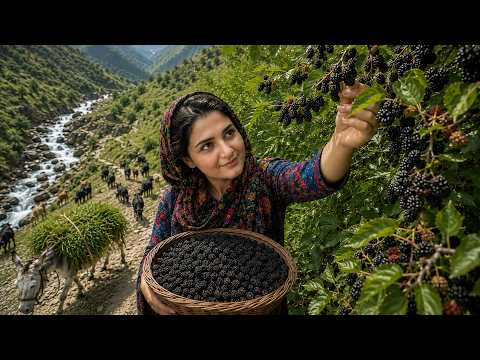 Harvesting Fresh Black Mulberry & Traditional Cooking |