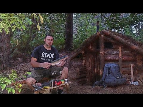 Shelter in the forest, I make a stove with my own hands,