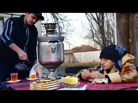 Grandma Making Special Breakfast with Samovar Tea!