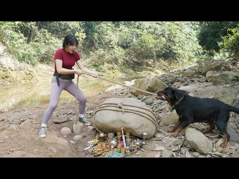 The chubby girl discovers a valuable treasure in the