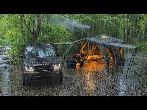 Peaceful Rain Camping with My Dog 2-Room Inflatable Tent