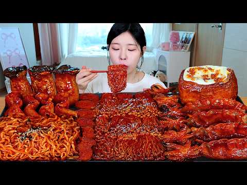 ASMR MUKBANG 직접 만든 불닭 버섯 불닭쌈 쭈꾸미 통스팸 먹방 & 레시피 SPICY