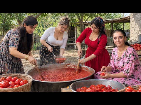The Hard Work of Iranian Village Girls Making Traditional