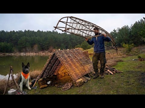 3 Days Solo SURVIVAL CAMPING In RAIN; Primitive CANOE and