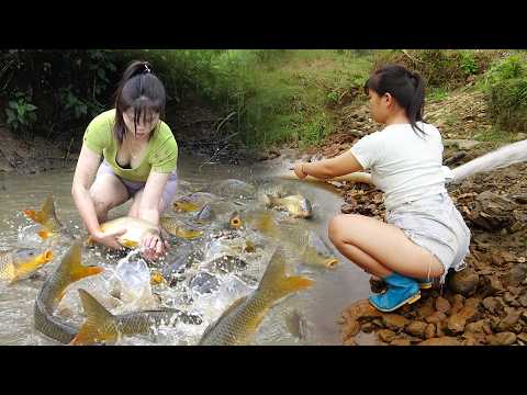 Full Video: Girl Fishing, Using Bait to Attract Fish,