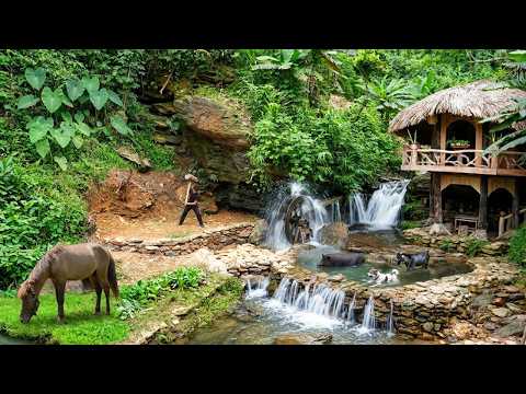 Building a Stone Kitchen Foundation by the Waterfall