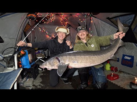 Overnight Ice Camping for Giant Sturgeon