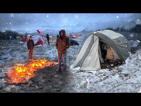 Snowstorm in the Mountains - Fishing & Camping with 250