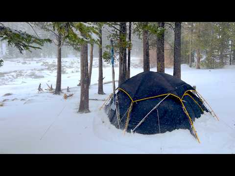 Hot Tent Camping In A Blizzard ASMR