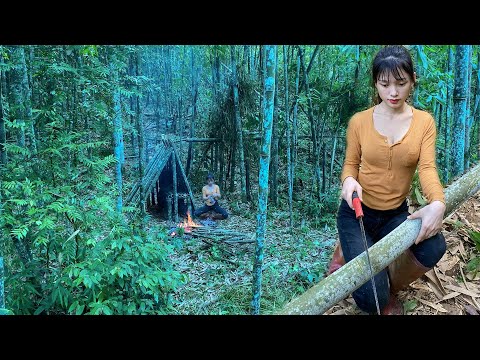 Complete the bamboo shelter alone, make bird trap -