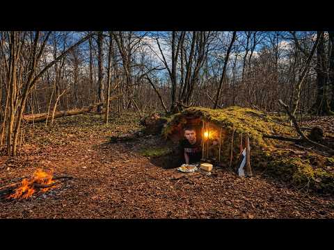 I built a secret survival shelter out of branches and moss