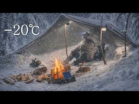 2 Days of Winter Camping in Heavy Snow Binge Watching ASMR