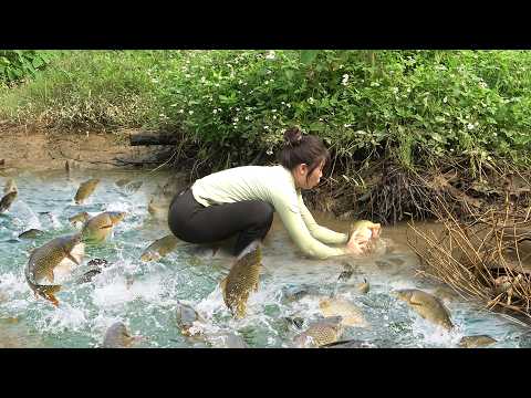 The girl discovered an abandoned lake, She used a pump to