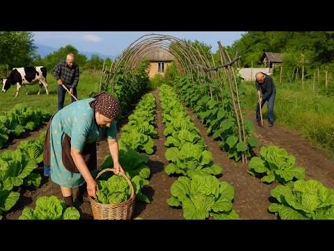 Sweet Grandma Harvesting Greens 1 Hour Relaxing Farm to