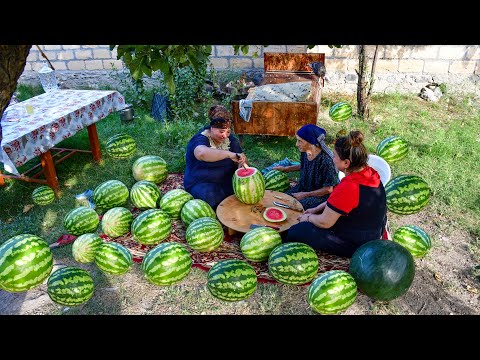 WATERMELON JAM AND JUICE MAKING | asmr village cooking |