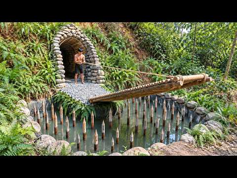 Wild Man Built A Hidden Stone Shelter on the Mountain Side