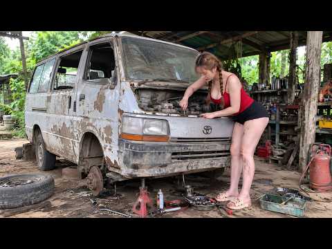 The genius girl repaired and restored a car that had been