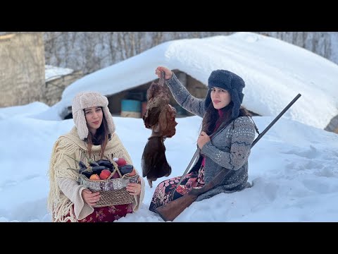 Cooking on a snowy day in the village! Cooking heart and