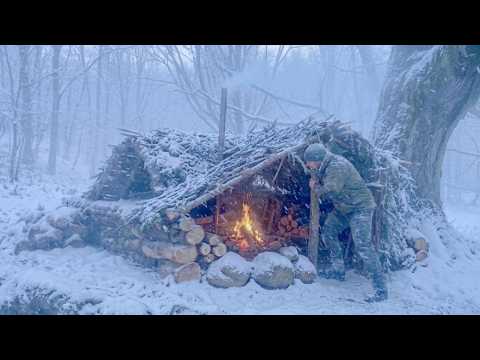 Bushcraft in a Snowstorm: Building a wilderness survival