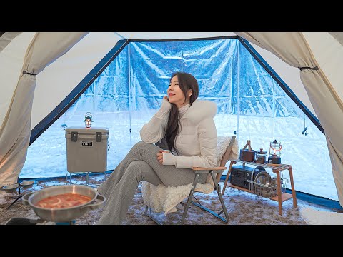 -10°C, Giant Tipi Tent CAMPING in Frozen Snow with Extreme