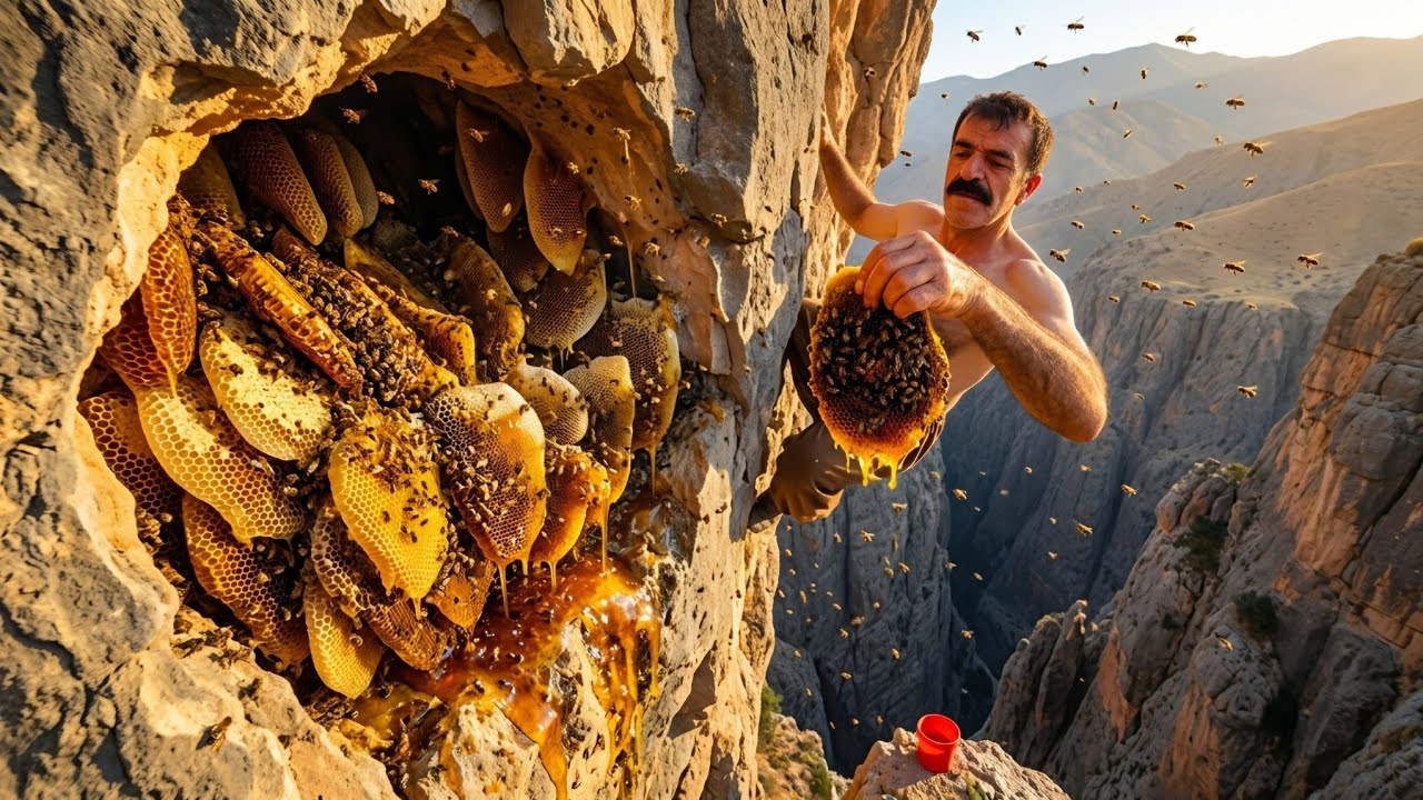Hunting wild honey from the dangerous cliffs of Dena