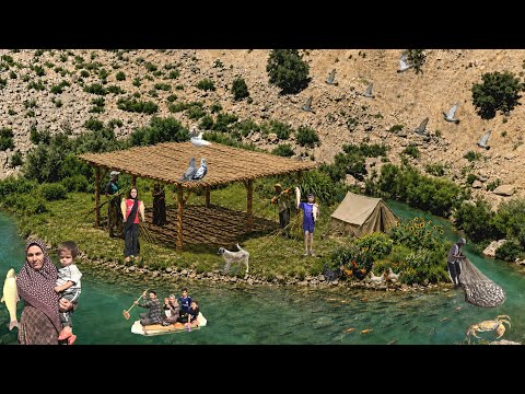 How We Built a Shelter with Wood & Reeds on a River Island