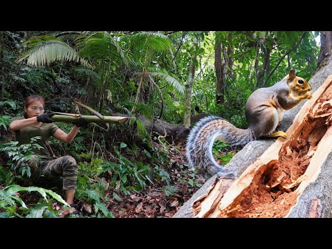 Discovered squirrels eating fruit, making crossbows to