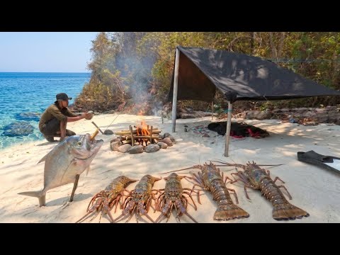 Solo Survival & Camping Fhising 24 Hours Catch and Cook