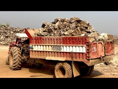 Powerful Stone Crusher Machine in Action .Giant Rocks