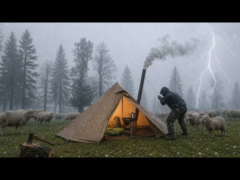 Overnight Camping at 2,000m — Heavy Rain and Storm Winds