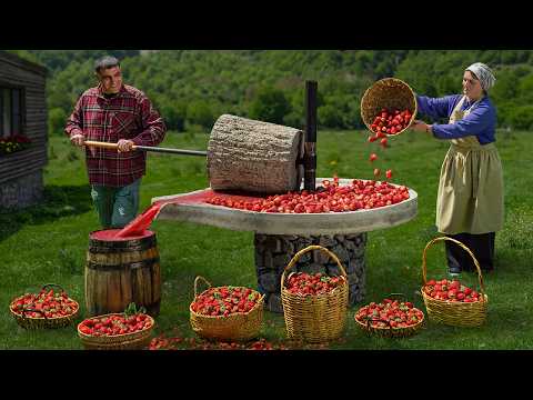 Sweet Strawberry Jam Made with Stone Press Ancient Village