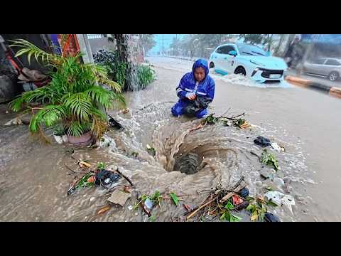 Severely clogged drains combined with heavy rainfall have