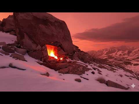 Camping and survival in the snowy and cold mountains, with