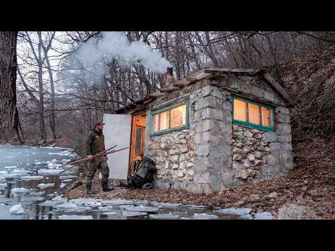 24-Hour Adventure in a Stone Cabin in the Wilderness by a