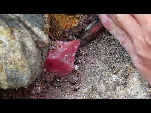 Red crystals are formed in volcanic caves by the sea Gems,