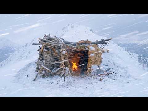 Alone on a Frozen Mountain Building a Warm Shelter to