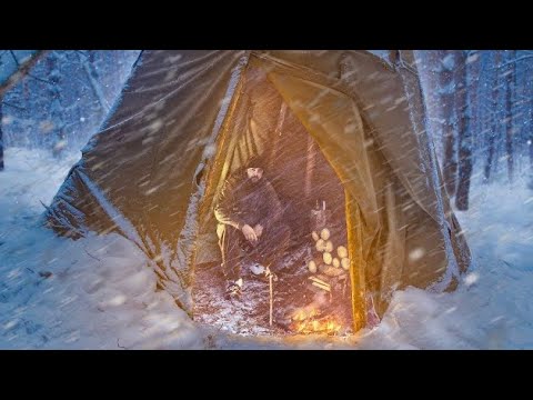 I'm building a wigwam in the winter forest Solo overnight