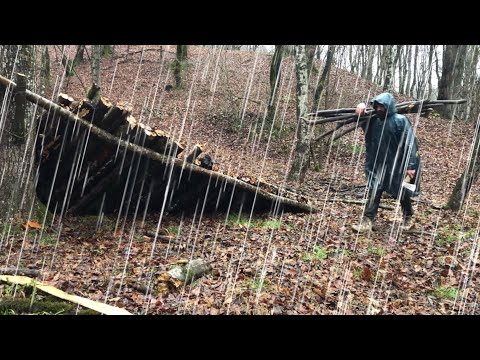 caught in a heavy rainforest-no tarp: survival shelter-