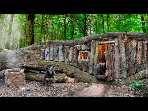 Building a warm and cozy survival shelter deep inside a
