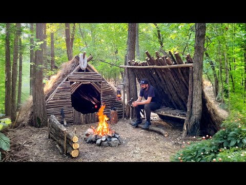 Building of New Bushcraft Location Forest Shelter