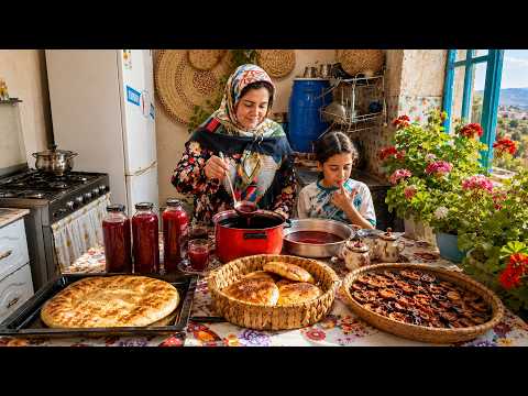 Iranian Village Life Baking Fresh Bread & Making Homemade