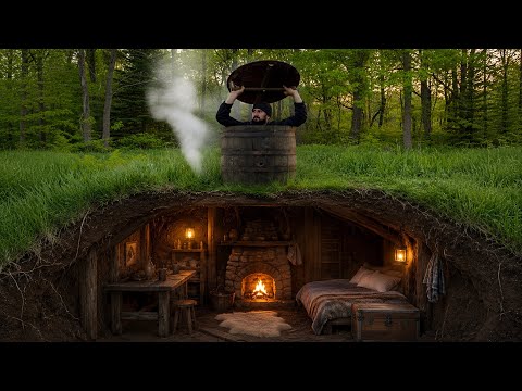 Building a secret dugout in an old oak wine barrel: